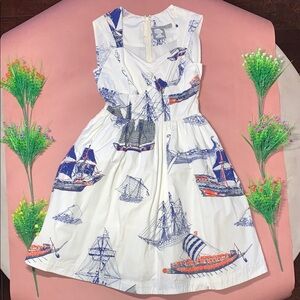 Anthropologie Nautical Adventure White Dress